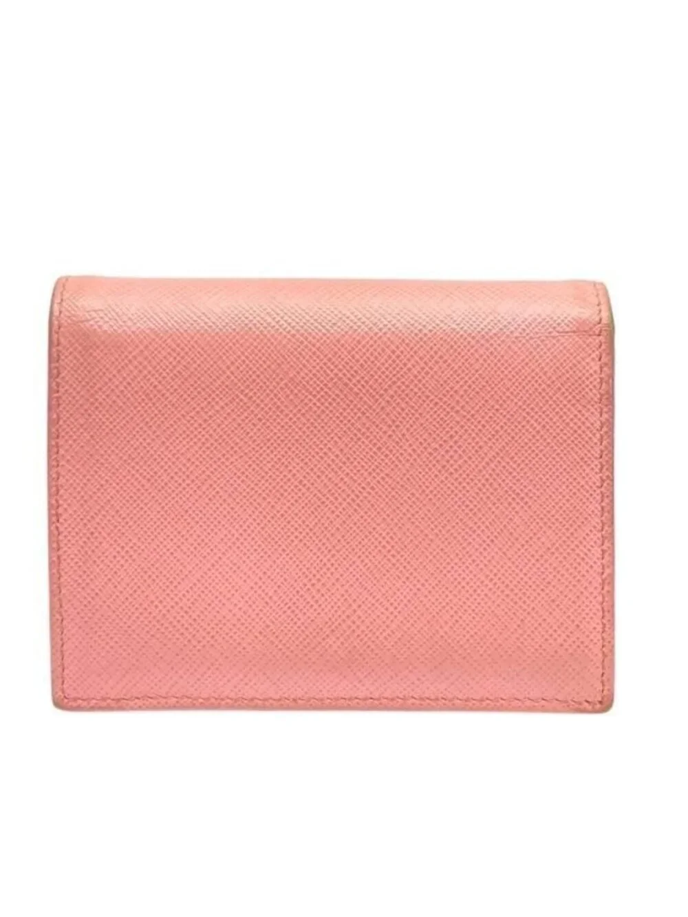 Prada 1 Mv204 Wallet Fold Compact Mini Logo Leather Pink